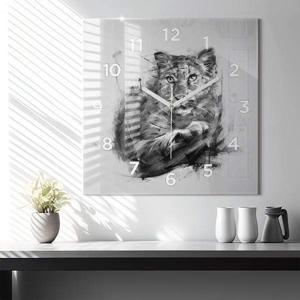 Kwadratowy zegar Malowany lew