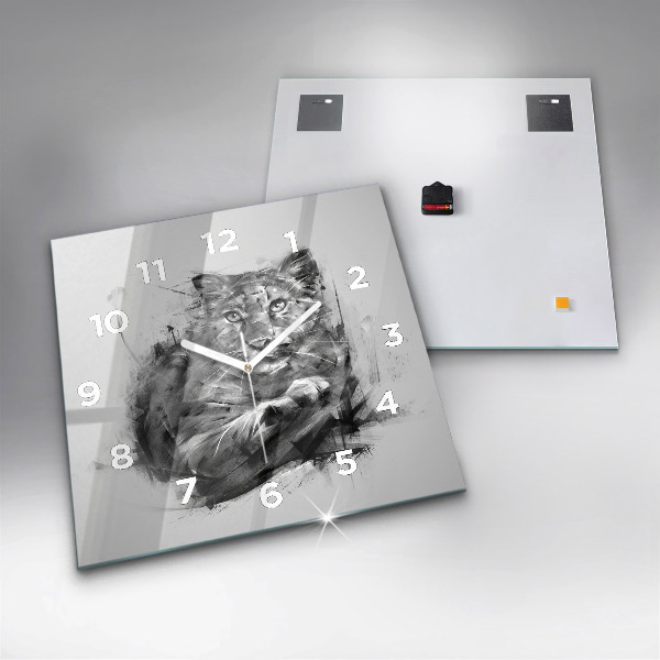 Kwadratowy zegar Malowany lew