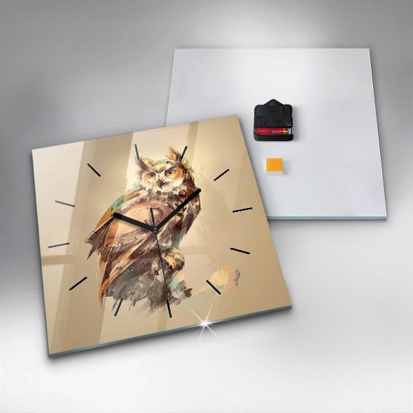 Kwadratowy zegar Sowa - znak mądrości