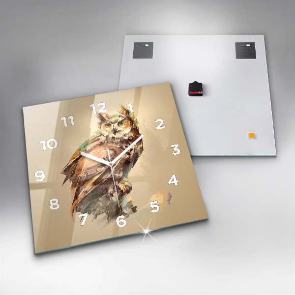 Kwadratowy zegar Sowa - znak mądrości