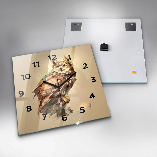 Kwadratowy zegar Sowa - znak mądrości