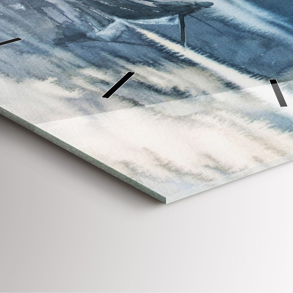 Kwadratowy zegar Zimowe jezioro Łódka