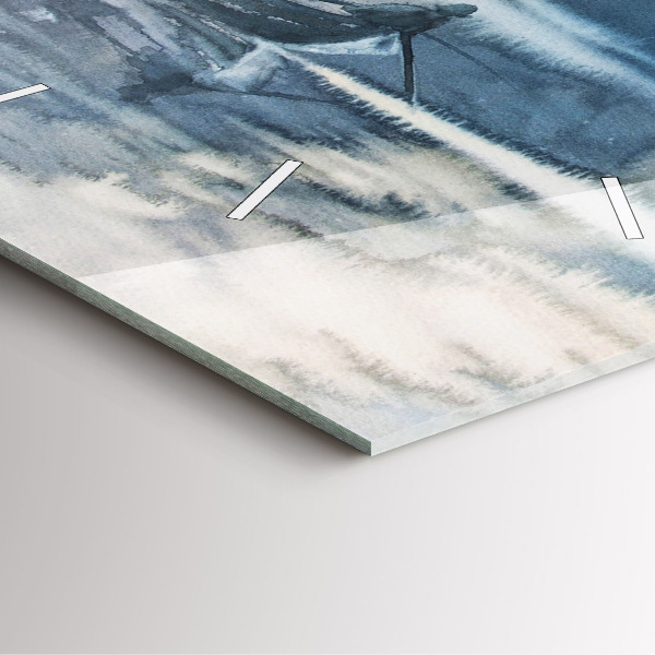 Kwadratowy zegar Zimowe jezioro Łódka