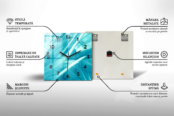 Kwadratowy zegar Zimowe jezioro Łódka