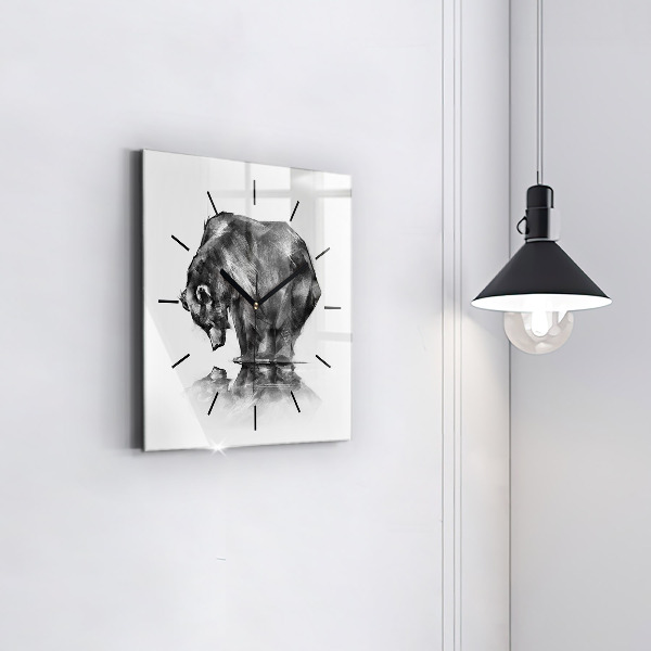 Kwadratowy zegar Rysunkowy niedźwiedź