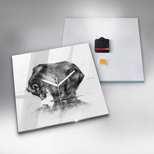 Kwadratowy zegar Rysunkowy niedźwiedź