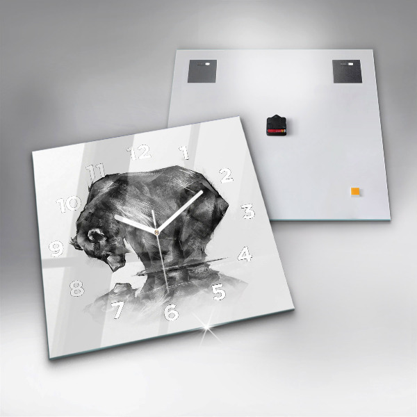 Kwadratowy zegar Rysunkowy niedźwiedź