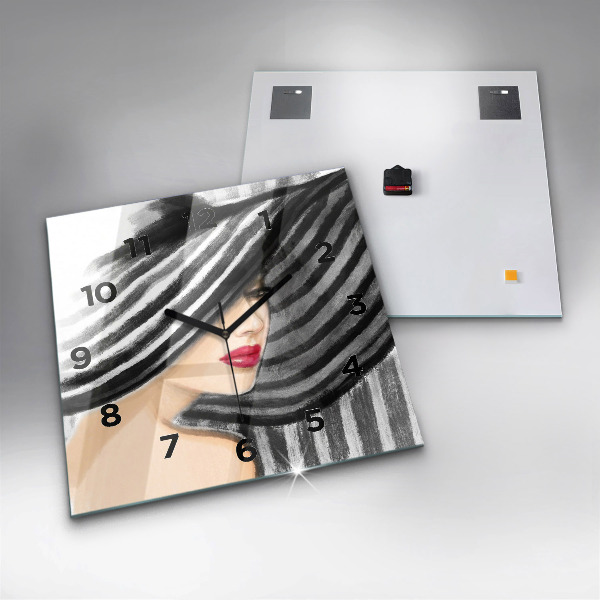 Kwadratowy zegar Kobieta w Czarno bieli