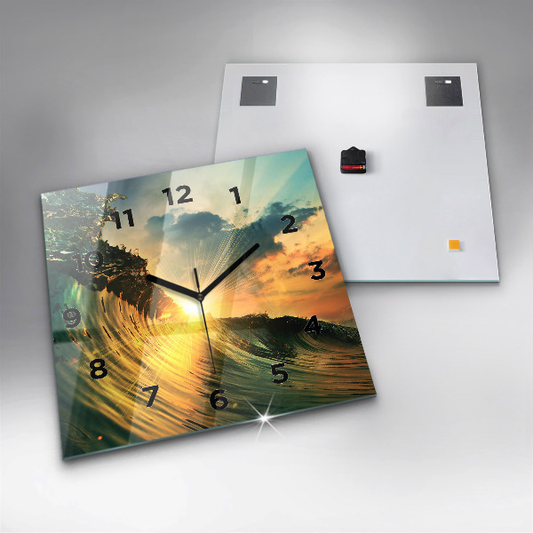 Kwadratowy zegar Perspektywa Fal Zachód Słońca