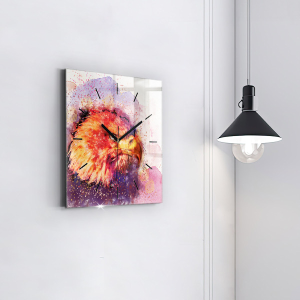 Kwadratowy zegar Akwarela orzeł