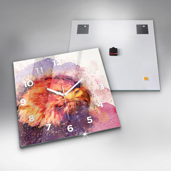 Kwadratowy zegar Akwarela orzeł