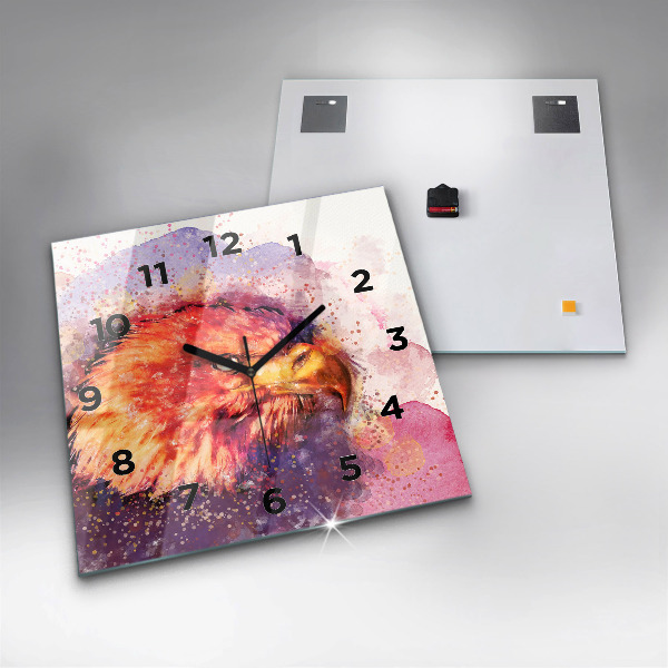 Kwadratowy zegar Akwarela orzeł