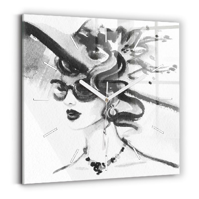 Kwadratowy zegar Modna kobieta