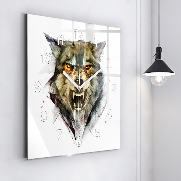 Kwadratowy zegar Rysowane portret wilka