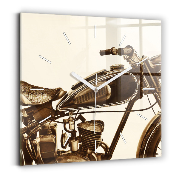 Kwadratowy zegar Sepia motocykla Vintage