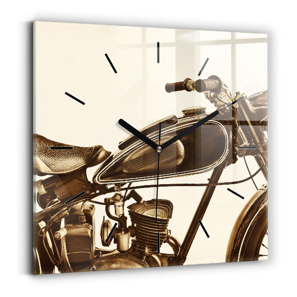 Kwadratowy zegar Sepia motocykla Vintage