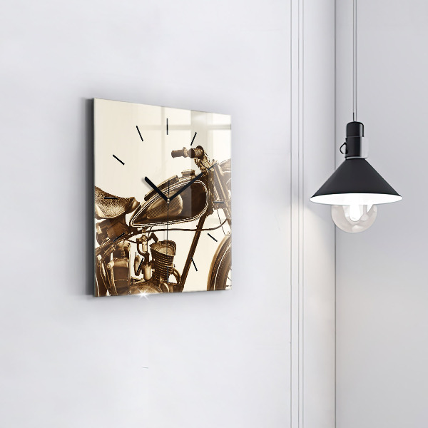 Kwadratowy zegar Sepia motocykla Vintage