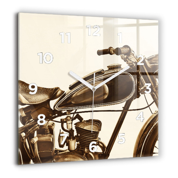 Kwadratowy zegar Sepia motocykla Vintage