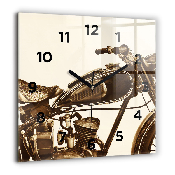 Kwadratowy zegar Sepia motocykla Vintage