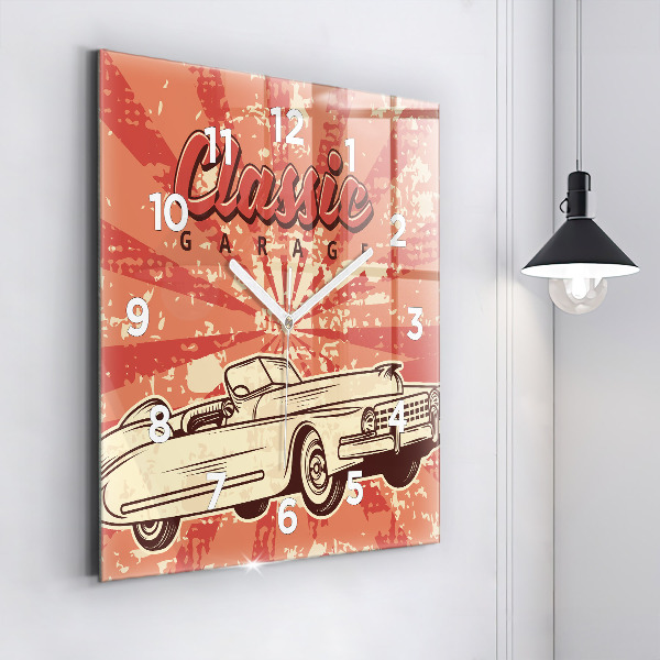 Kwadratowy zegar Vintage Retro auto