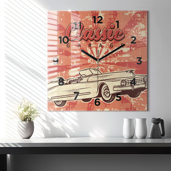 Kwadratowy zegar Vintage Retro auto