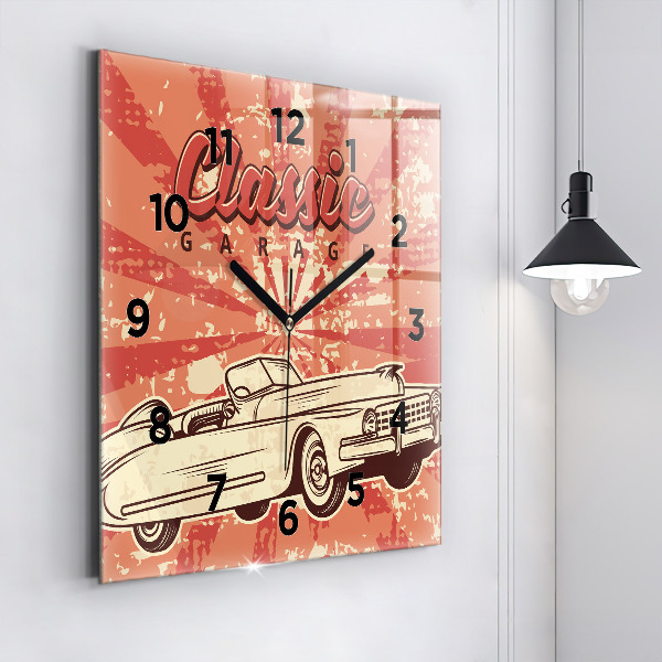 Kwadratowy zegar Vintage Retro auto
