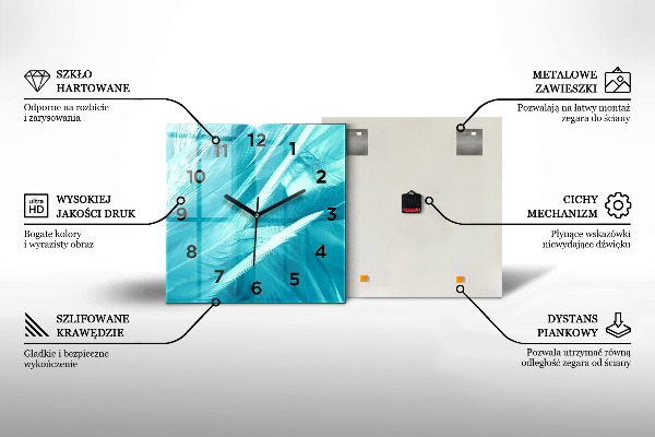Kwadratowy zegar Abstrakcyjne kwiaty