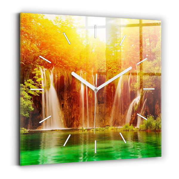 Zegar na ścianę kwadratowy Widok na wodospad