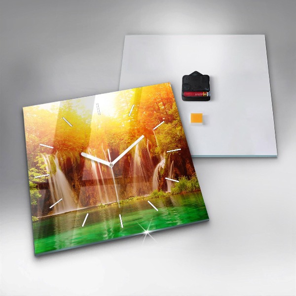 Zegar na ścianę kwadratowy Widok na wodospad