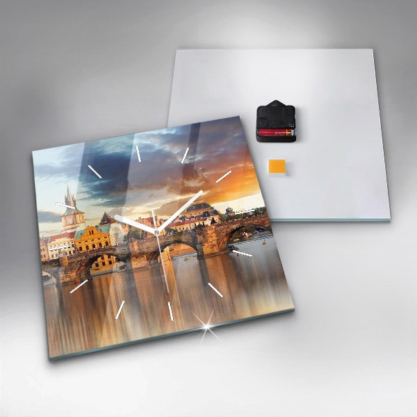Zegar na ścianę kwadratowy Panorama nad rzeką
