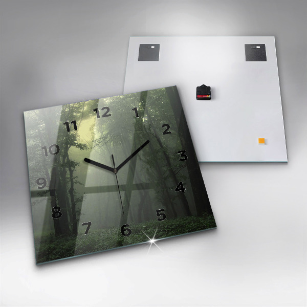 Kwadratowy zegar Mglisty las o poranku