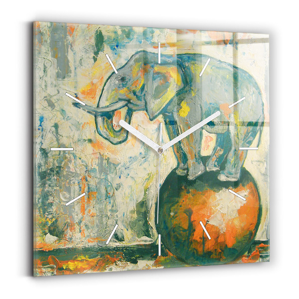 Kwadratowy zegar Malowana postura słonia