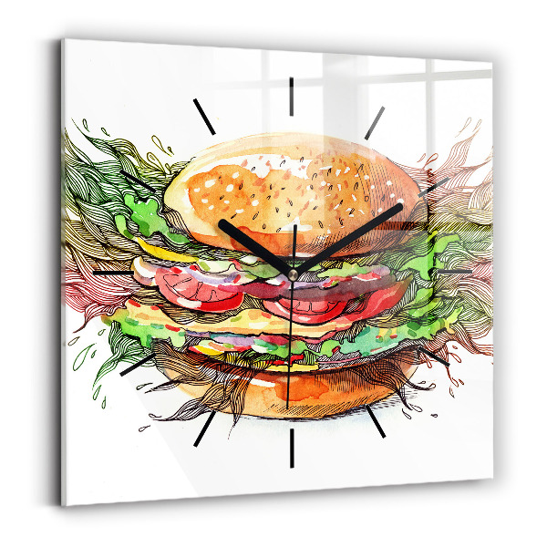 Kwadratowy zegar Burger z serem XXL