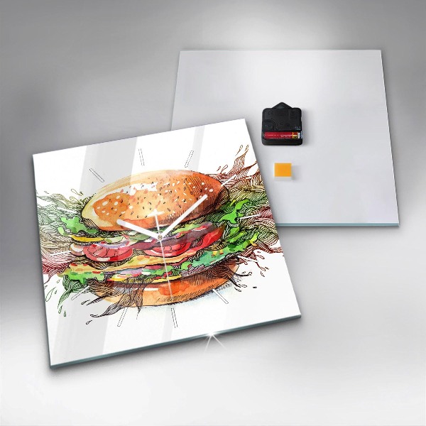 Kwadratowy zegar Burger z serem XXL