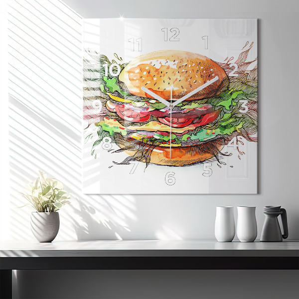 Kwadratowy zegar Burger z serem XXL