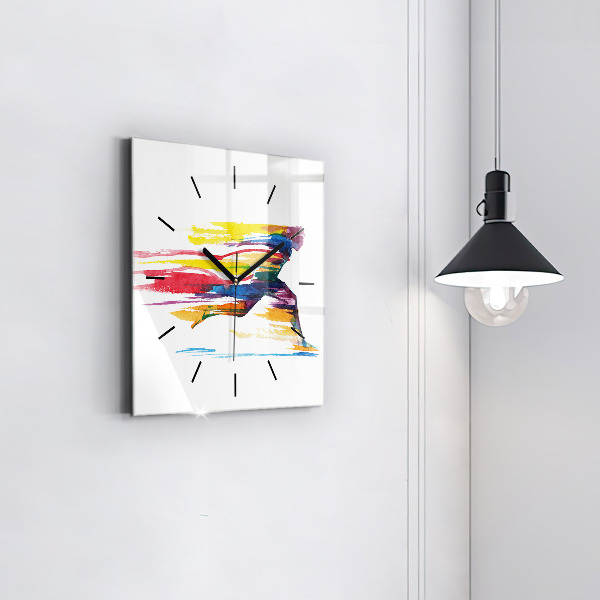 Kwadratowy zegar Ilustracja biegacza