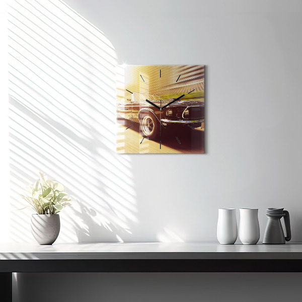 Kwadratowy zegar Klasyczny stary samochód