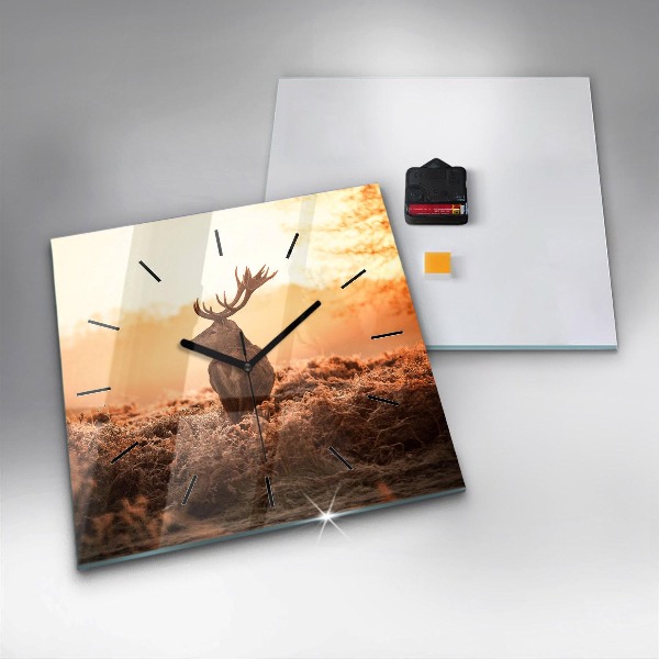 Kwadratowy zegar Jeleń o wschodzie słońca