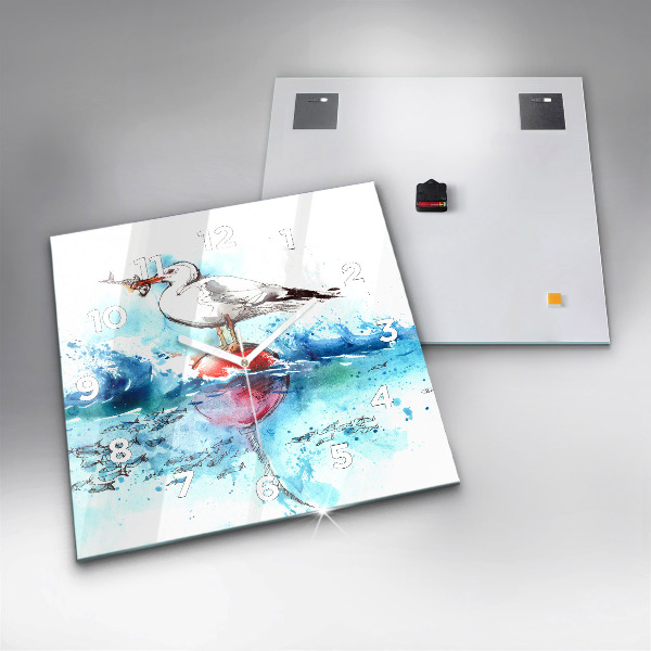 Kwadratowy zegar Malowana mewa
