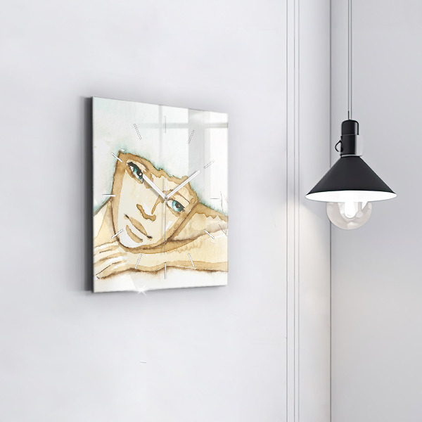 Kwadratowy zegar Portret kobiety