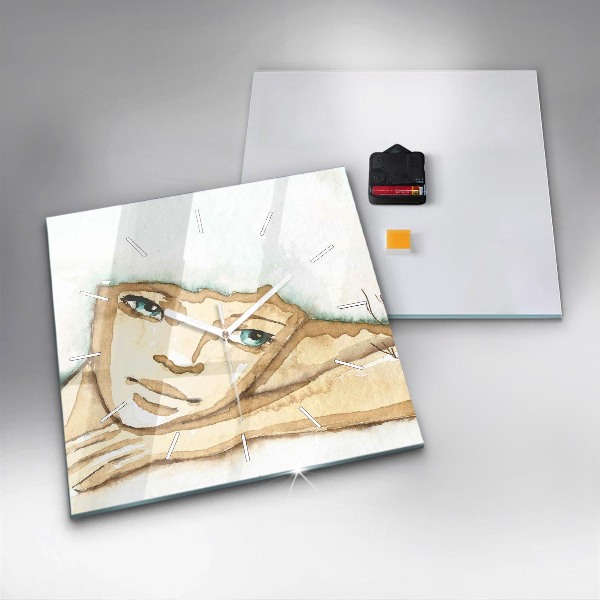 Kwadratowy zegar Portret kobiety