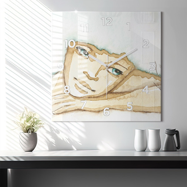 Kwadratowy zegar Portret kobiety