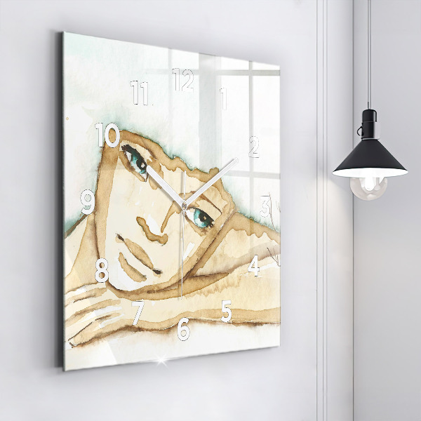 Kwadratowy zegar Portret kobiety