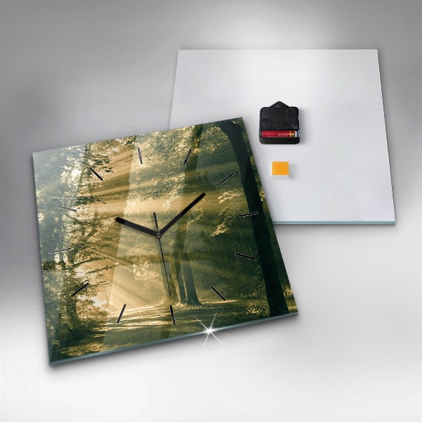Kwadratowy zegar Promienie słoneczne Las