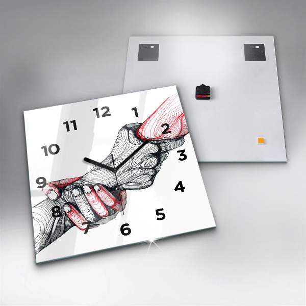 Kwadratowy zegar Trzymające się ręce