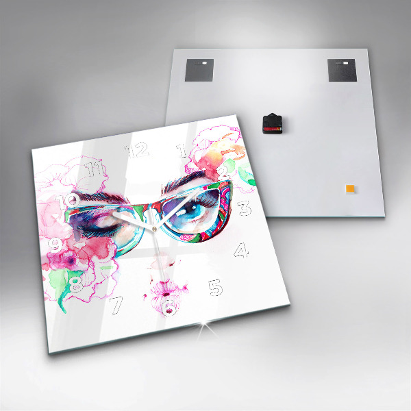 Kwadratowy zegar Kobieta w okularach