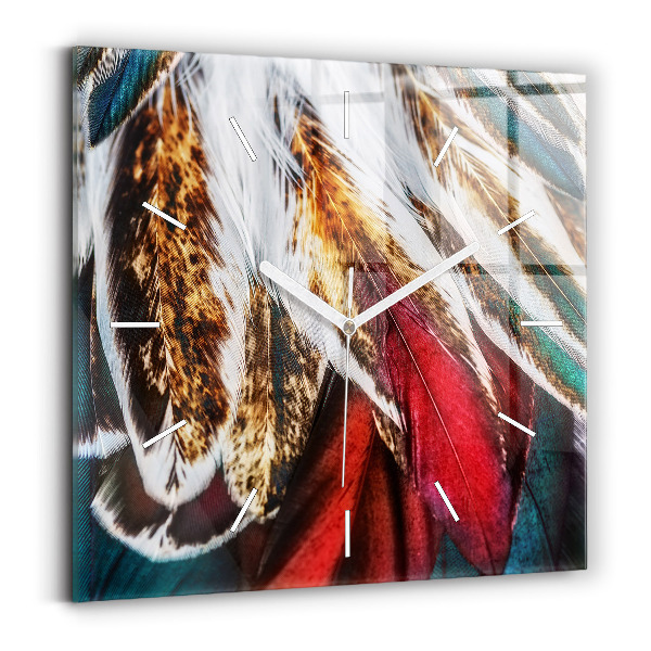 Kwadratowy zegar Jasnobrązowe pióra ptaka