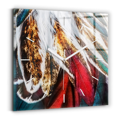 Kwadratowy zegar Jasnobrązowe pióra ptaka