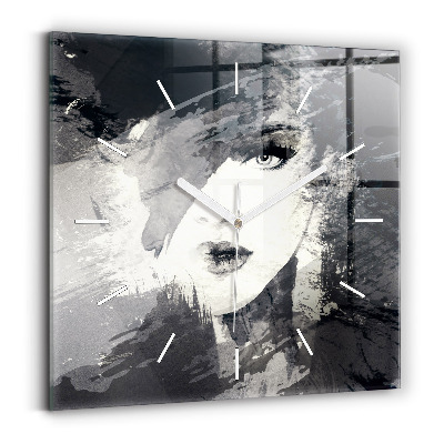 Kwadratowy zegar Kobieta – akwarele