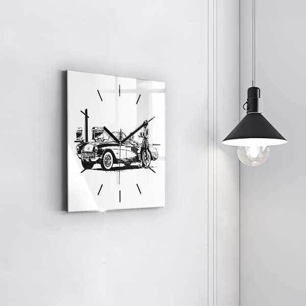 Kwadratowy zegar Retro Ilustracja